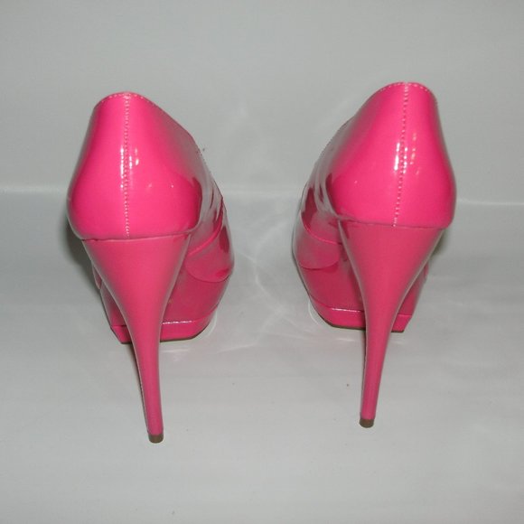Just Fabulous Patent Pink Open Toe Heel Size 6 - Picture 3 of 5
